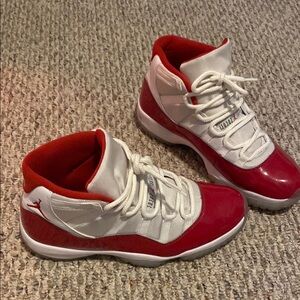 Red and White High-Top Sneakers